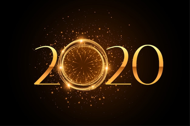 Free vector stylish 2020 firework style golden sparkle background
