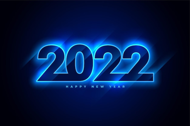 Free vector stylish 2022 new year glowing card design
