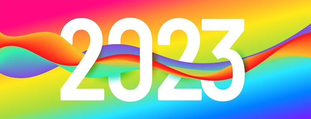 Vettore gratuito elegante 2023 anno nuovo festival banner colorato illustrazione vettoriale