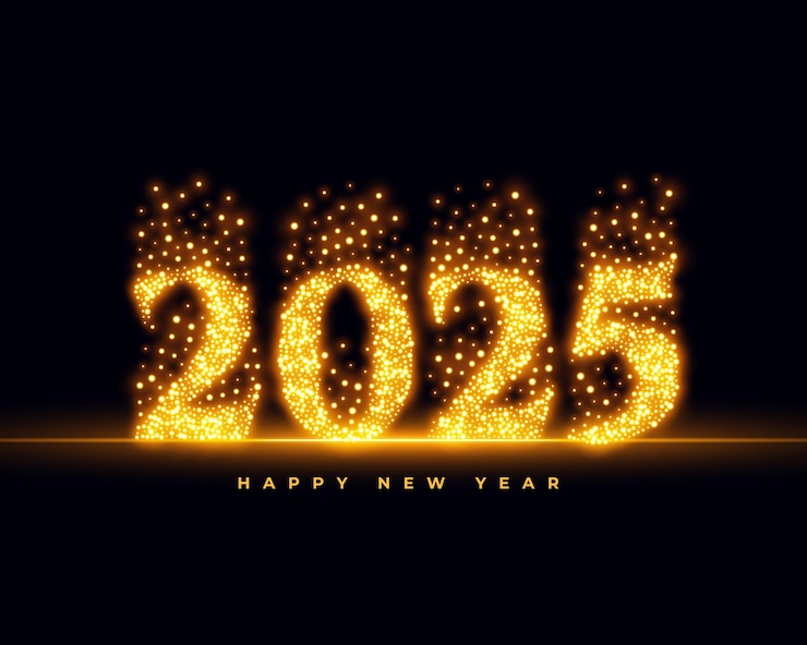 Free Vector stylish 2025 new year greeting background with sparkle effect