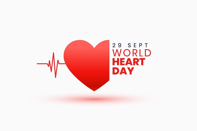 Vettore gratuito elegante poster medico della giornata mondiale del cuore del 29 settembre per il vettore di consapevolezza globale