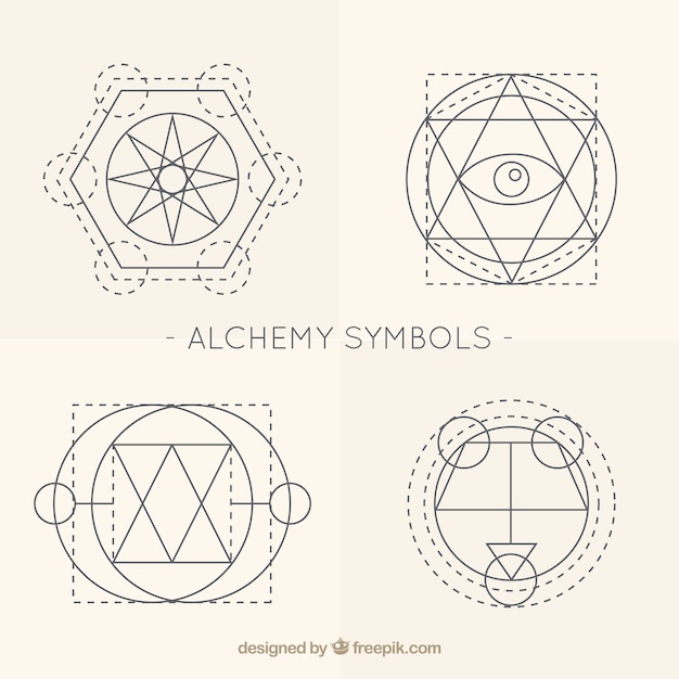 Free vector stylish alchemy symbols