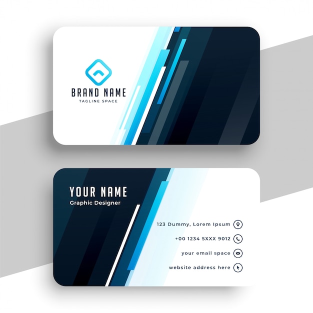 Free vector stylish blue lines business card professional design