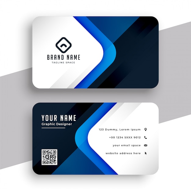 Стильный синий современный профессиональный шаблон визитной карточки