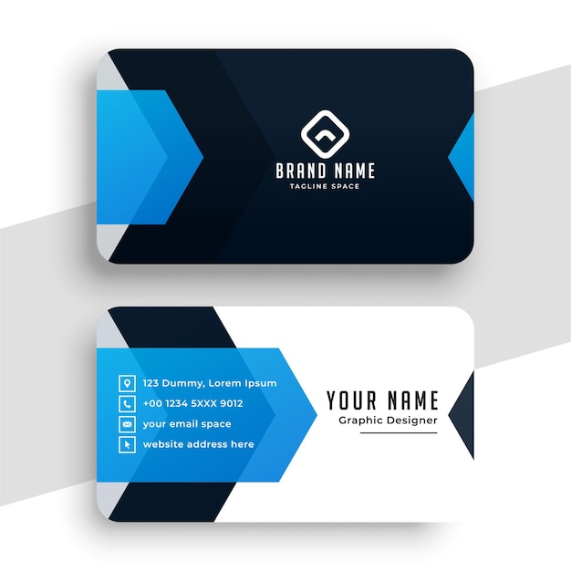 Free vector stylish blue personal business card template