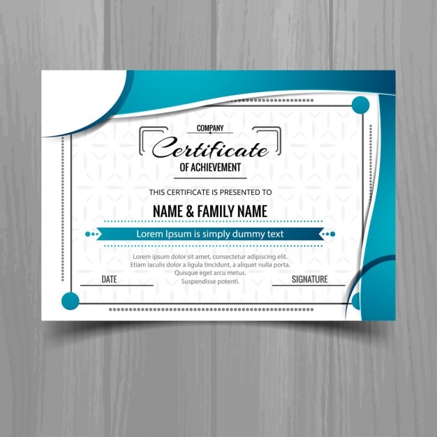 Free vector stylish blue wavy certificate