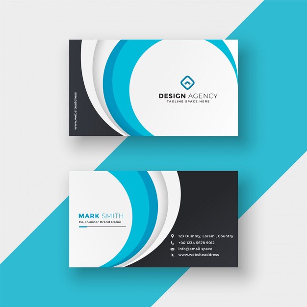 Stylish blue wavy modern business card design