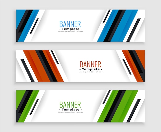 Free vector stylish business banners set in three colors