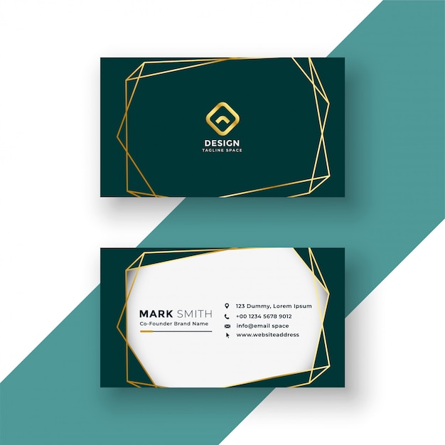 Free vector stylish business card design with golden frame