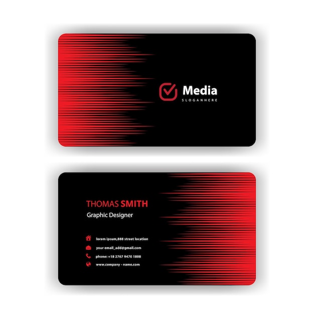 Free vector stylish business card with red bursts