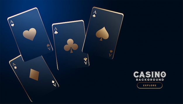 Free vector stylish casino cards on dark blue background