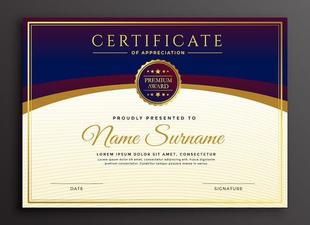 Free vector stylish certificate design professional template
