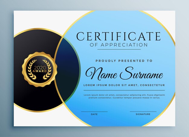 Stylish certificate template in circle style