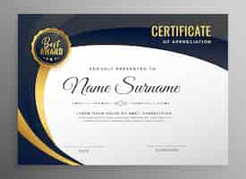 Free vector stylish certificate template in luxury style