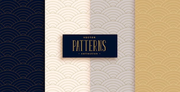 Free vector stylish chinese traditional curve lines pattern set