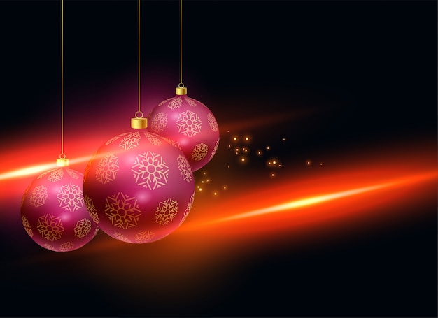 Stylish christmas balls with light effect background