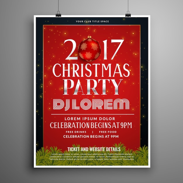 Free vector stylish christmas celebration invitation template design