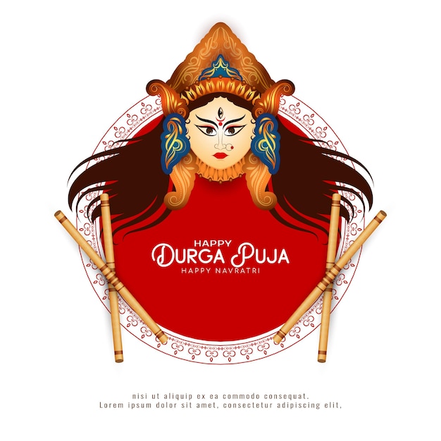 Free vector stylish classic happy durga puja and happy navratri festival goddess worship background