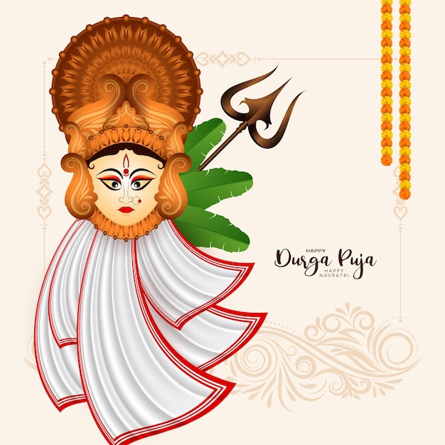 Stylish classic happy durga puja and happy navratri festival goddess worship background