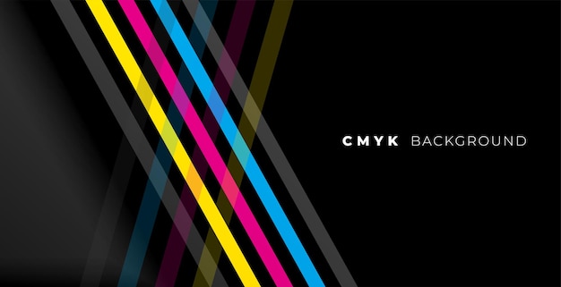 Бесплатное векторное изображение Стильный cmyk цвета темный баннер с геометрическими полосами вектор