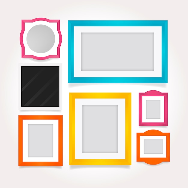 Stylish colored frames in flat design 