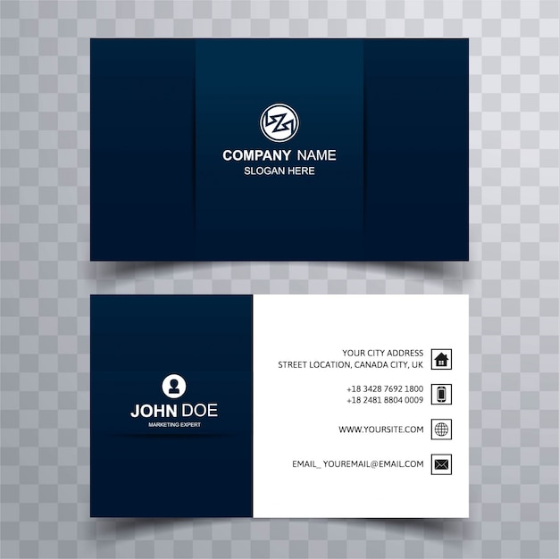 Free vector stylish dark blue visiting card