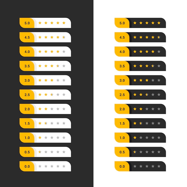 Stylish dark and light yellow star rating symbols