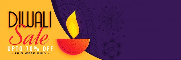 Free vector stylish diwali sale banner with text space