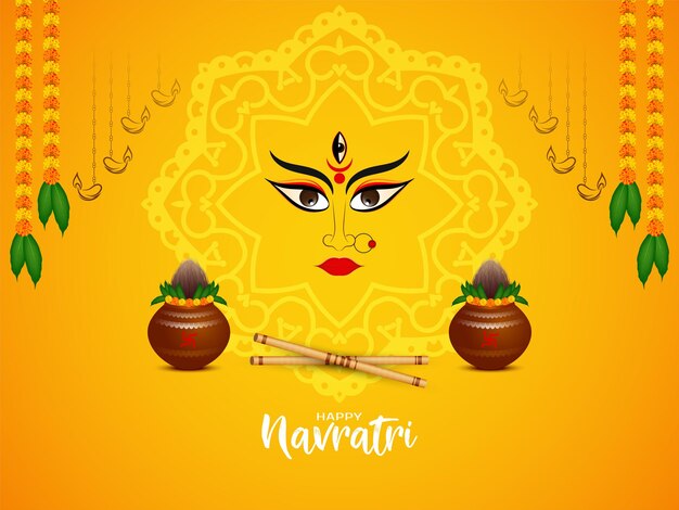 Free vector stylish durga puja and happy navratri traditional festival greeting card vector