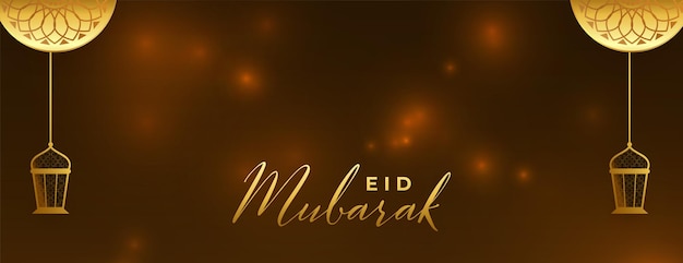 Vettore gratuito elegante design banner lucido eid mubarak