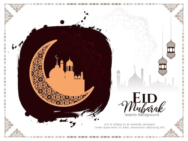 Vettore gratuito elegante ed elegante festival di eid mubarak vettore di progettazione di sfondo islamico