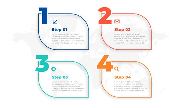 세련된 4 단계 라인 인포 그래픽 템플릿