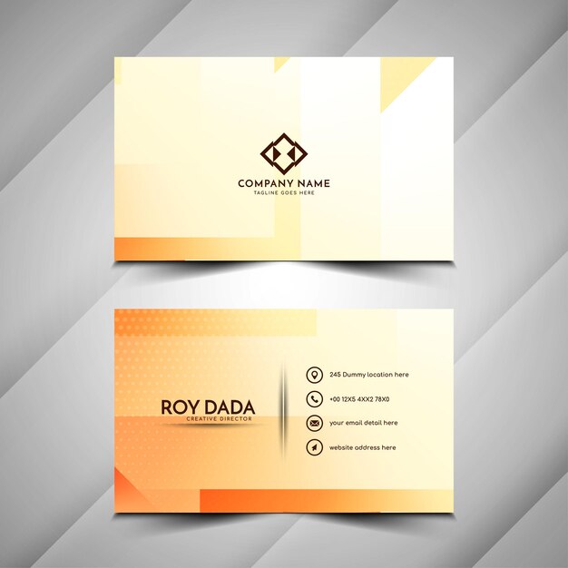 Stylish geometric red and yellow color design corporate visiting card template