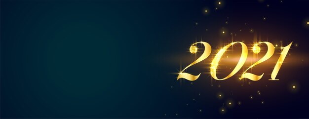 Stylish glowing golden happy new year  on blue banner
