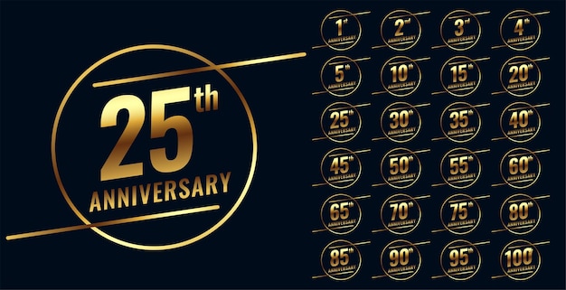 Stylish golden anniversary emblem big set