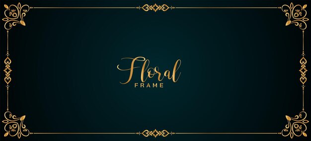 Stylish golden floral frame border ethnic banner design