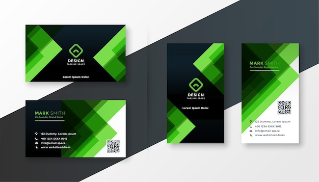 スタイリッシュな緑のビジネスカードのデザインテンプレートセット