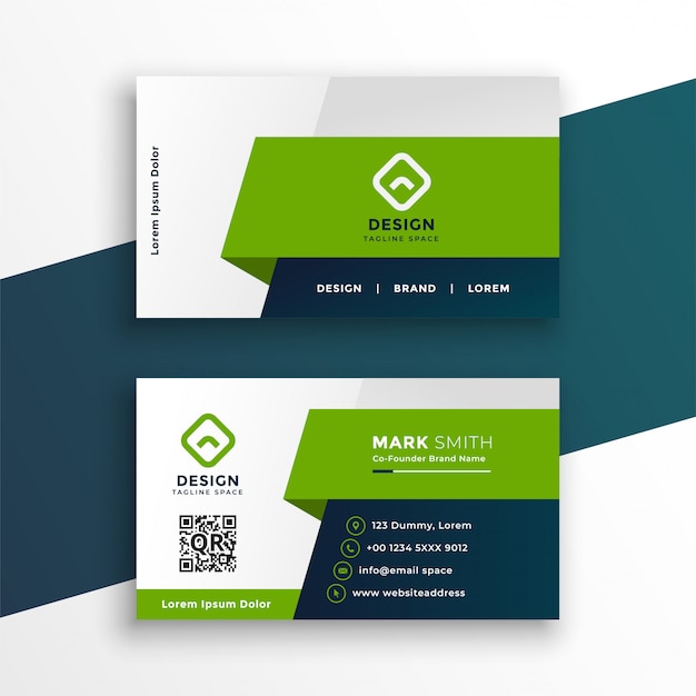 Free vector stylish green geometric business card design template