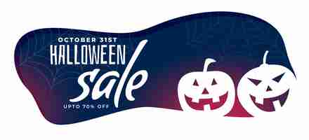 Free vector stylish halloween sale banner with spooky pumpkins