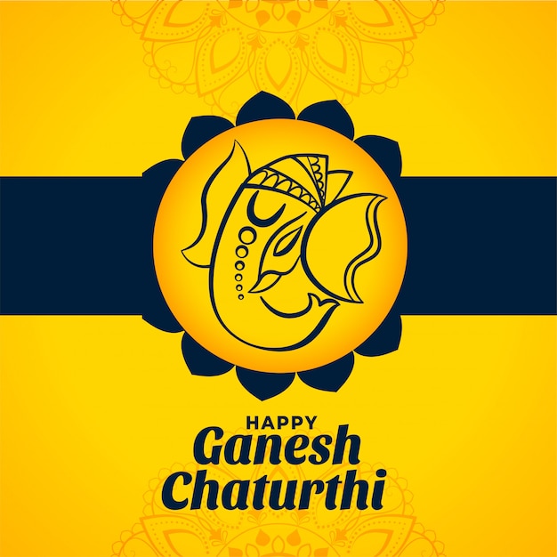 Free vector stylish happy ganesh chaturthi yellow design