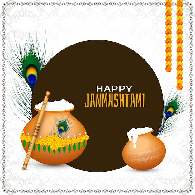 Stylish happy janmashtami celebration religious background