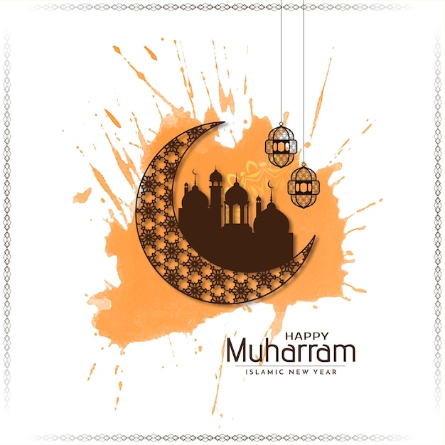 Free vector stylish happy muharram and islamic new year decorative background