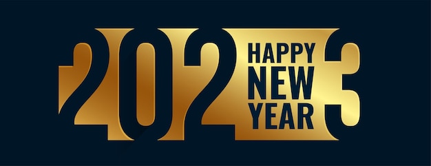 無料ベクター スタイリッシュな新年あけましておめでとうございます2023ゴールデンバナー