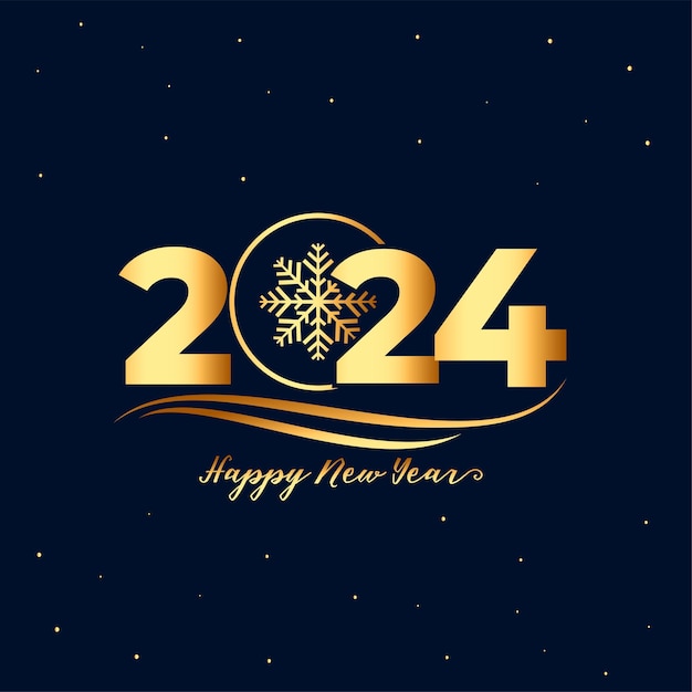 Stylish happy new year 2024 background with golden snowflake vector