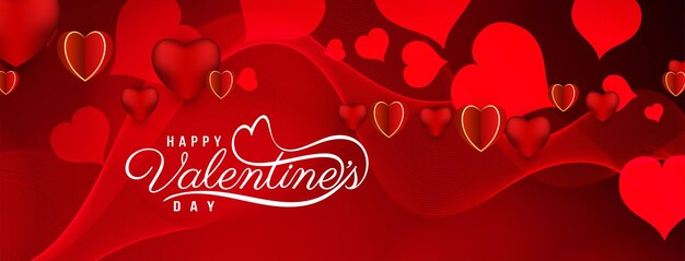 Стильное празднование Дня Святого Валентина прекрасный баннер с вектором сердца