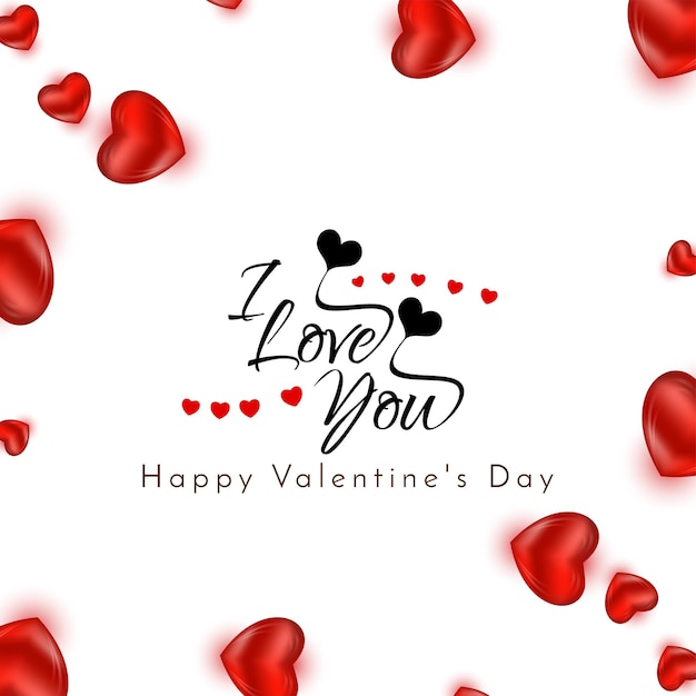 Stylish happy valentines day celebration text design background with red hearts vector