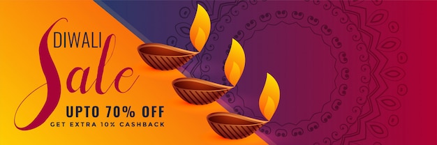 Free vector stylish hindu diwali festival sale discount banner