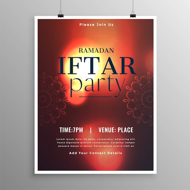 Free vector stylish iftar party invitation template