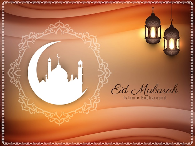 Free vector stylish islamic eid mubarak elegant background