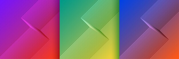 Stylish lines shape backgrouns set in vibrant colors